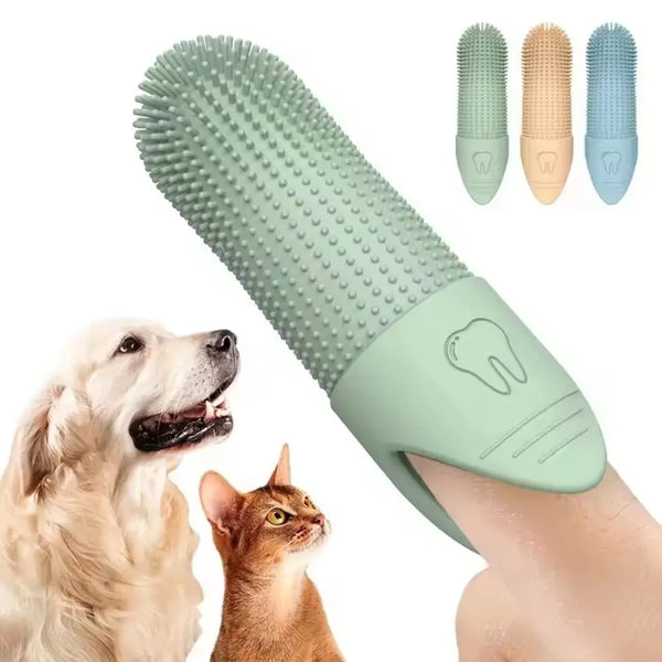 360° Soft Silicone Finger Toothbrush for Dogs & Cats