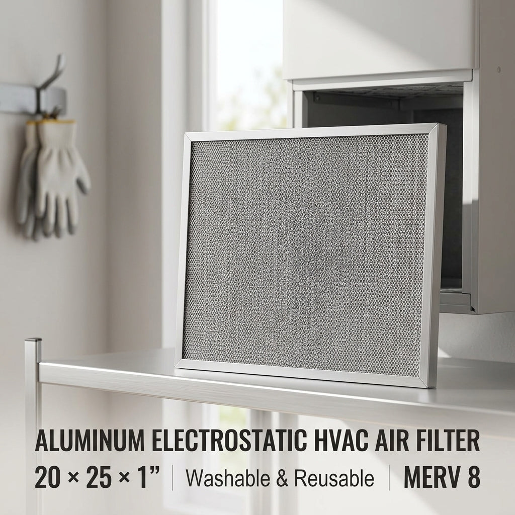 20×25×1 Washable Reusable HVAC Air Filter – MERV 8 Aluminum Filter