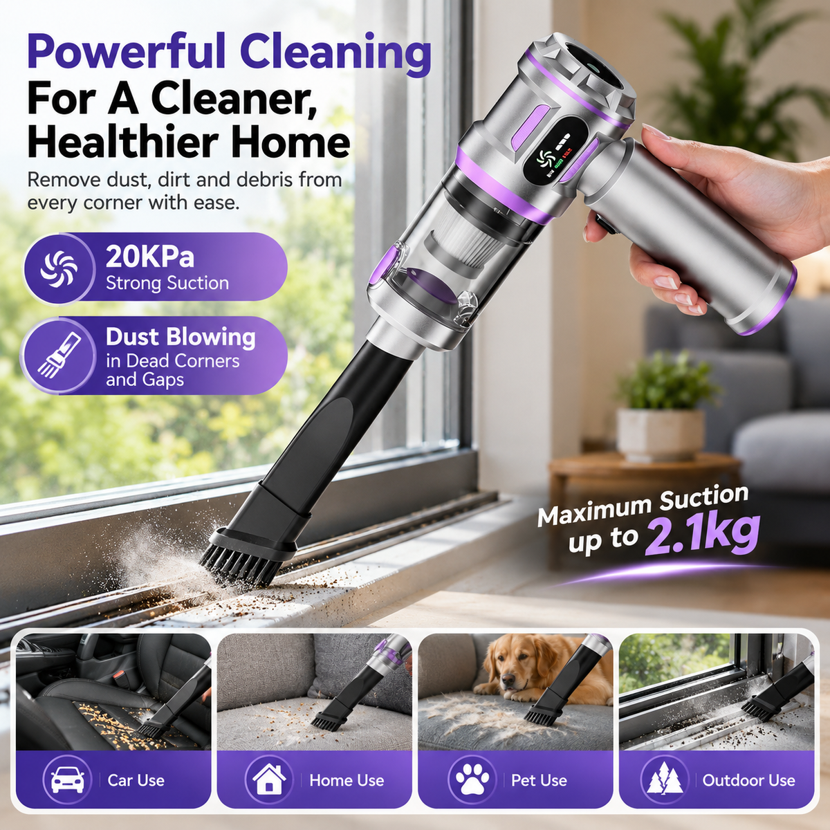Cordless Handheld Car Vacuum – Portable Interior Cleaning Vacuum