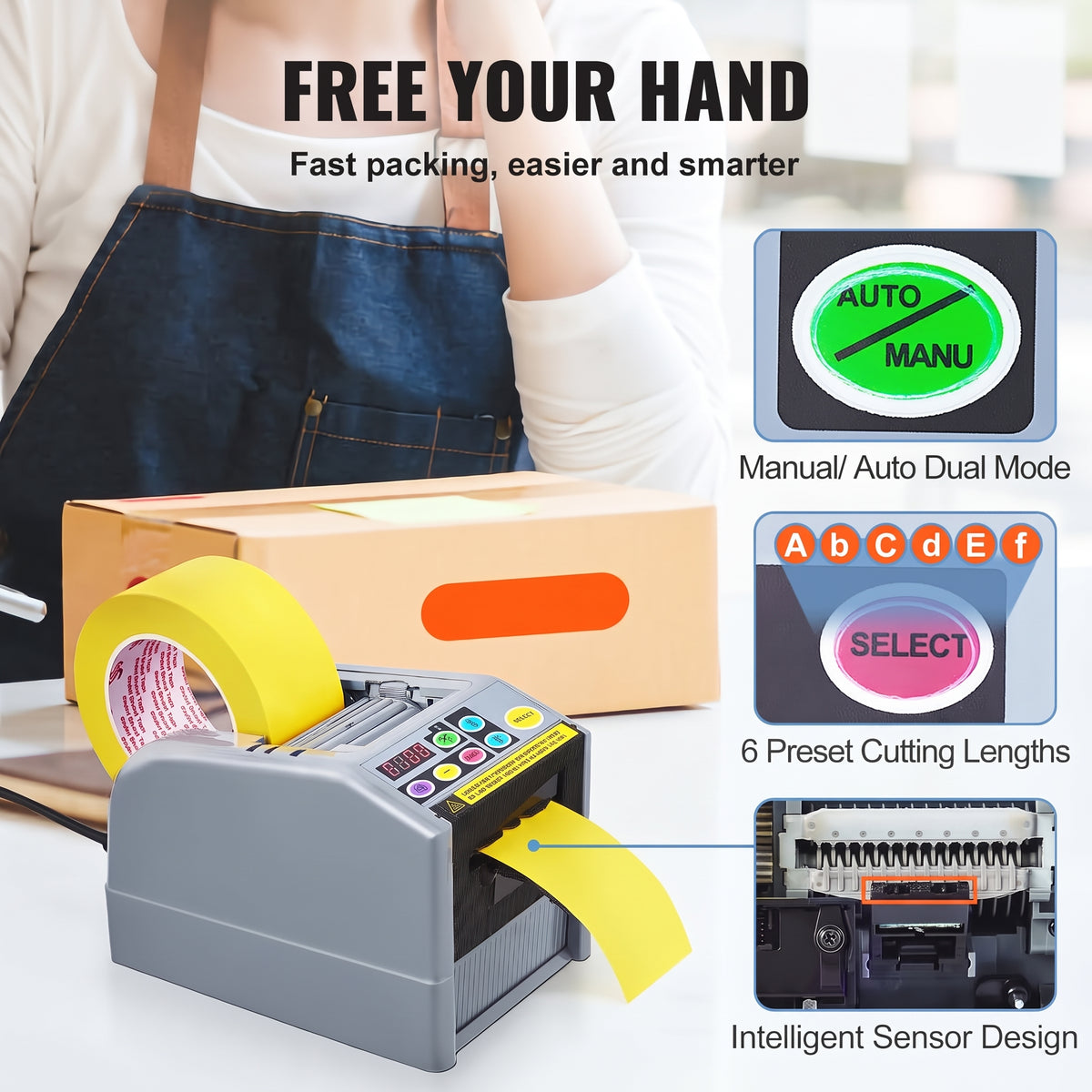 Automatic Electric Tape Dispenser & Cutter – Packaging & Shipping Machine