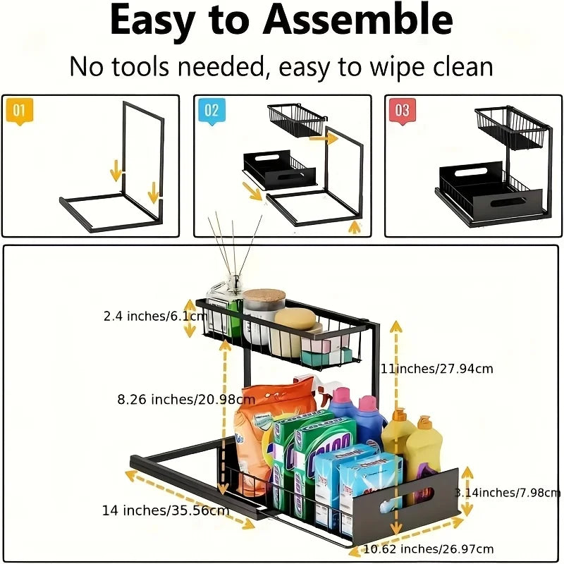 2-Tier Sliding Under-Sink Organizer