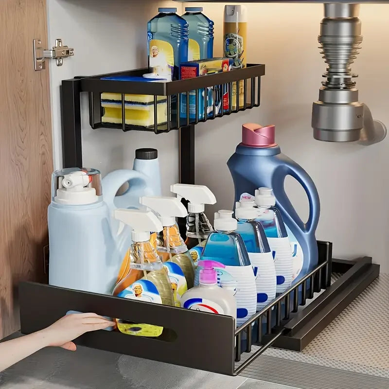 2-Tier Slide-Out Cabinet Shelf