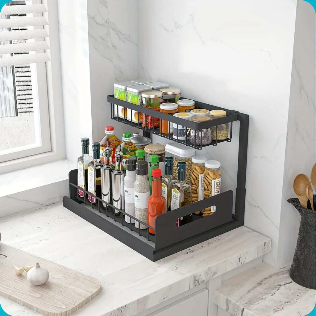 2-Tier Slide-Out Cabinet Shelf