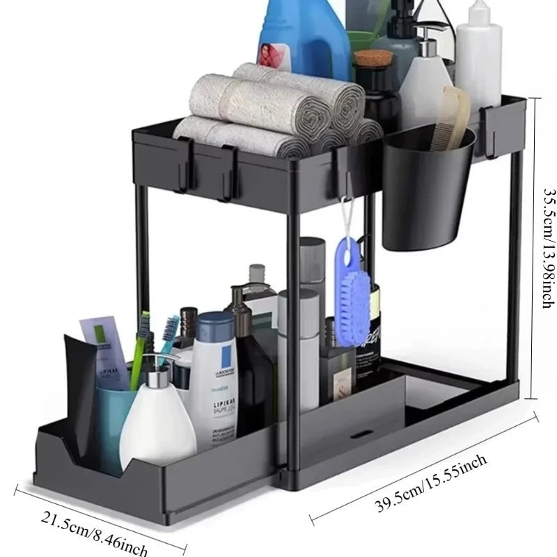 2-Tier Under-Sink Organizer with Hooks