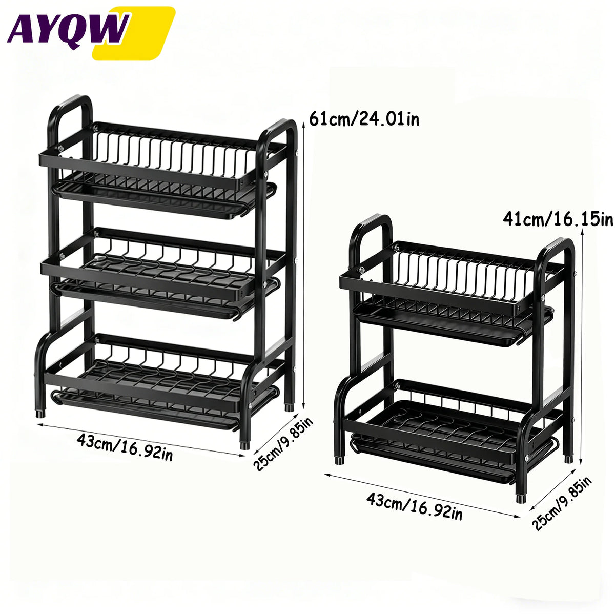 2–3 Tier Vertical Dish Rack with Utensil and Cutting Board Holders