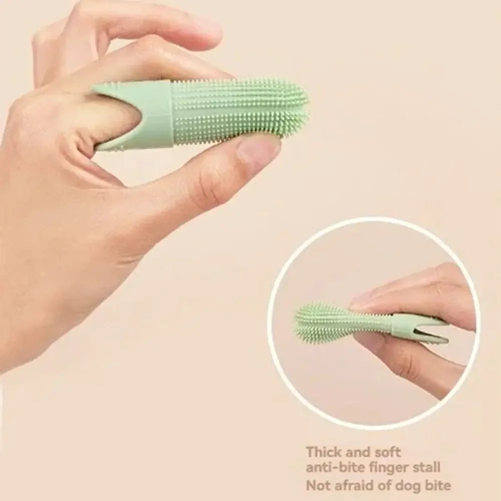 360° Soft Silicone Finger Toothbrush for Dogs & Cats