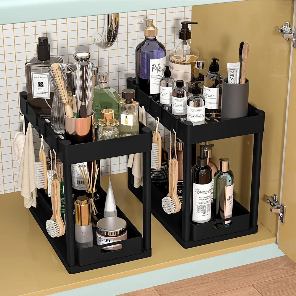 2-Tier Sliding Cabinet Organizer
