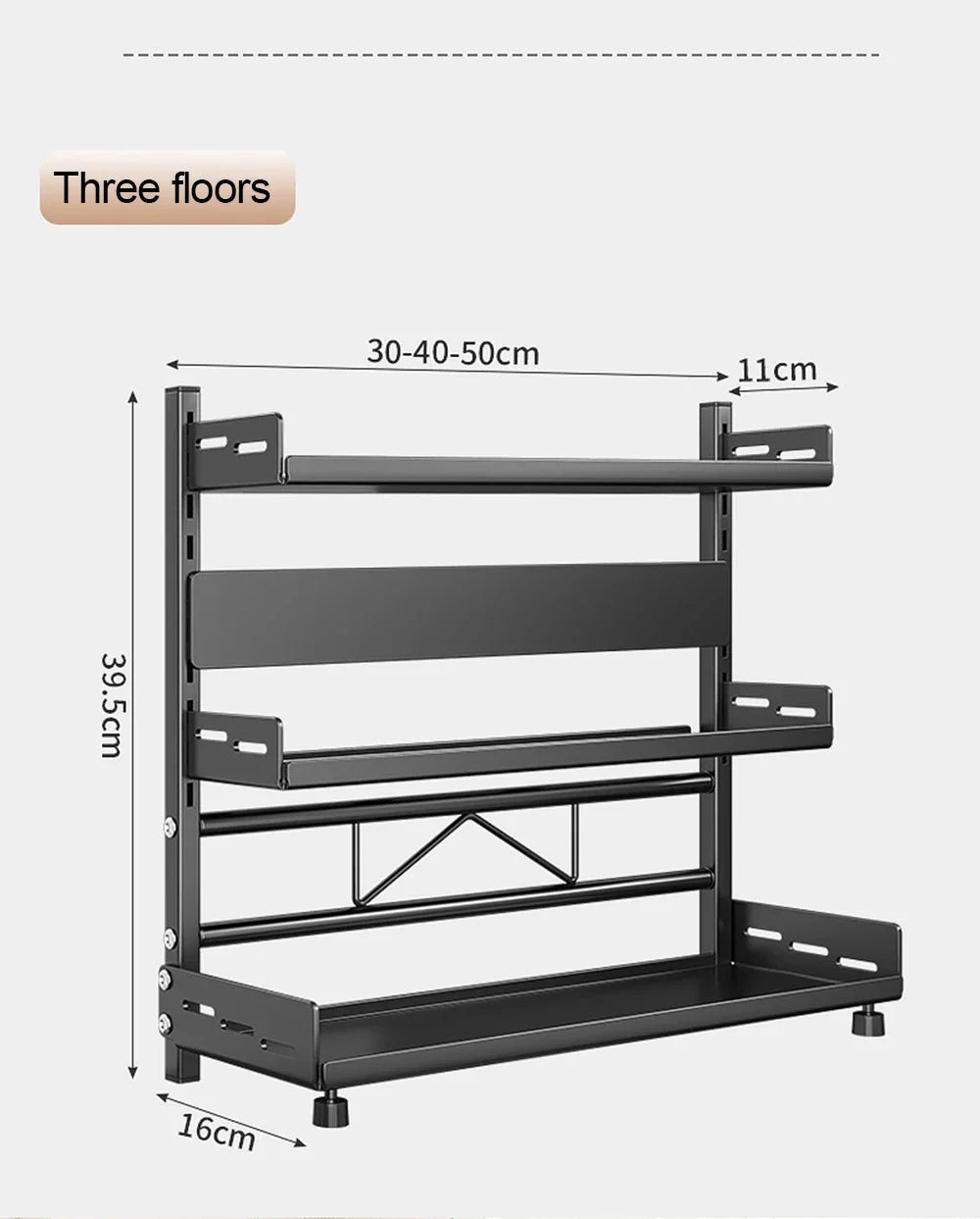 3-Tier Adjustable Countertop Spice Rack and Kitchen Organizer