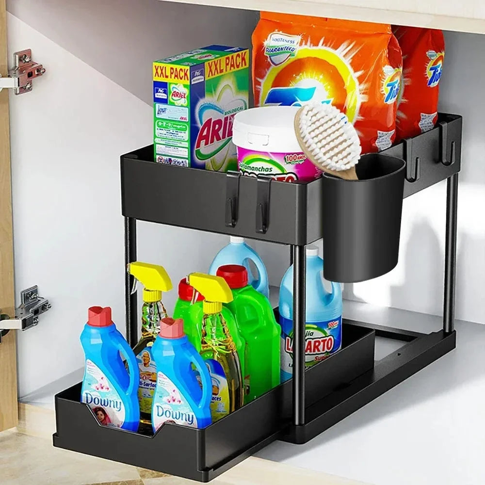 2-Tier Under-Sink Organizer with Hooks