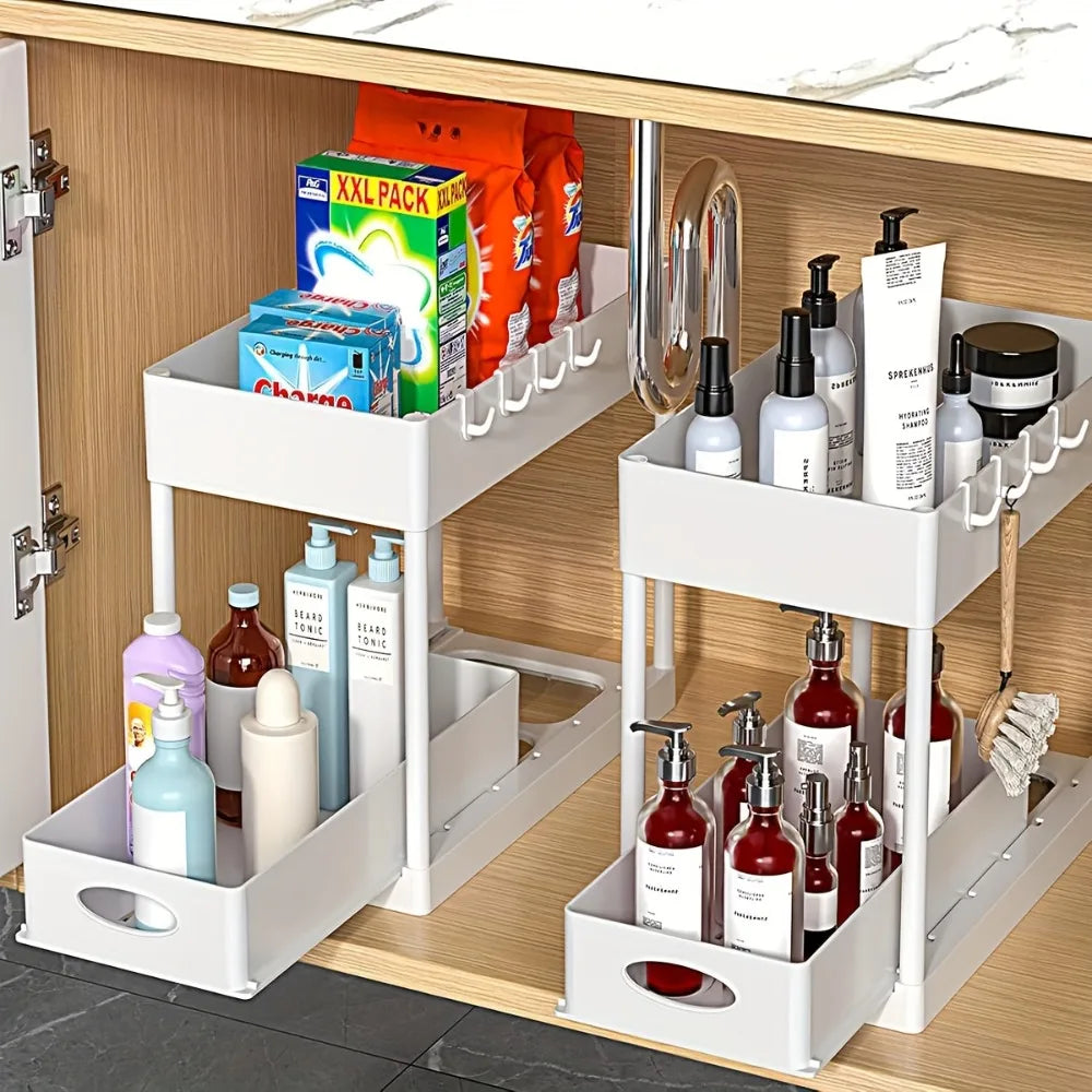 2-Tier Sliding Cabinet Organizer