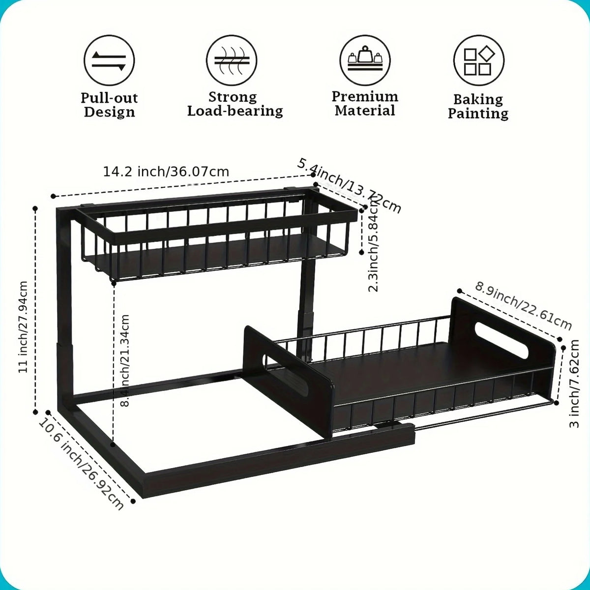 2-Tier Slide-Out Cabinet Shelf