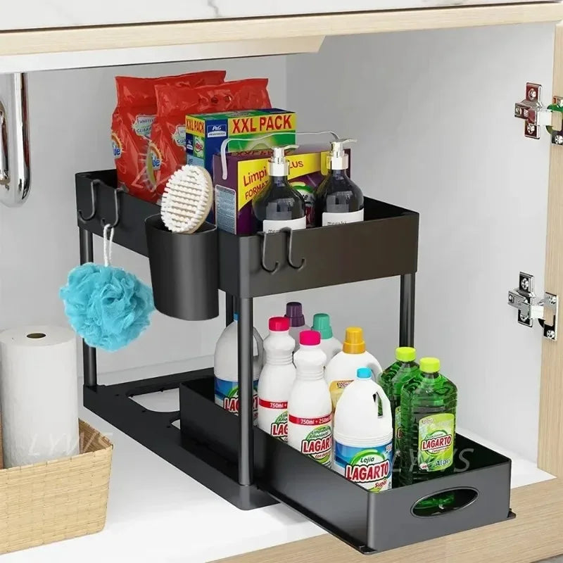 2-Tier Under-Sink Organizer with Hooks