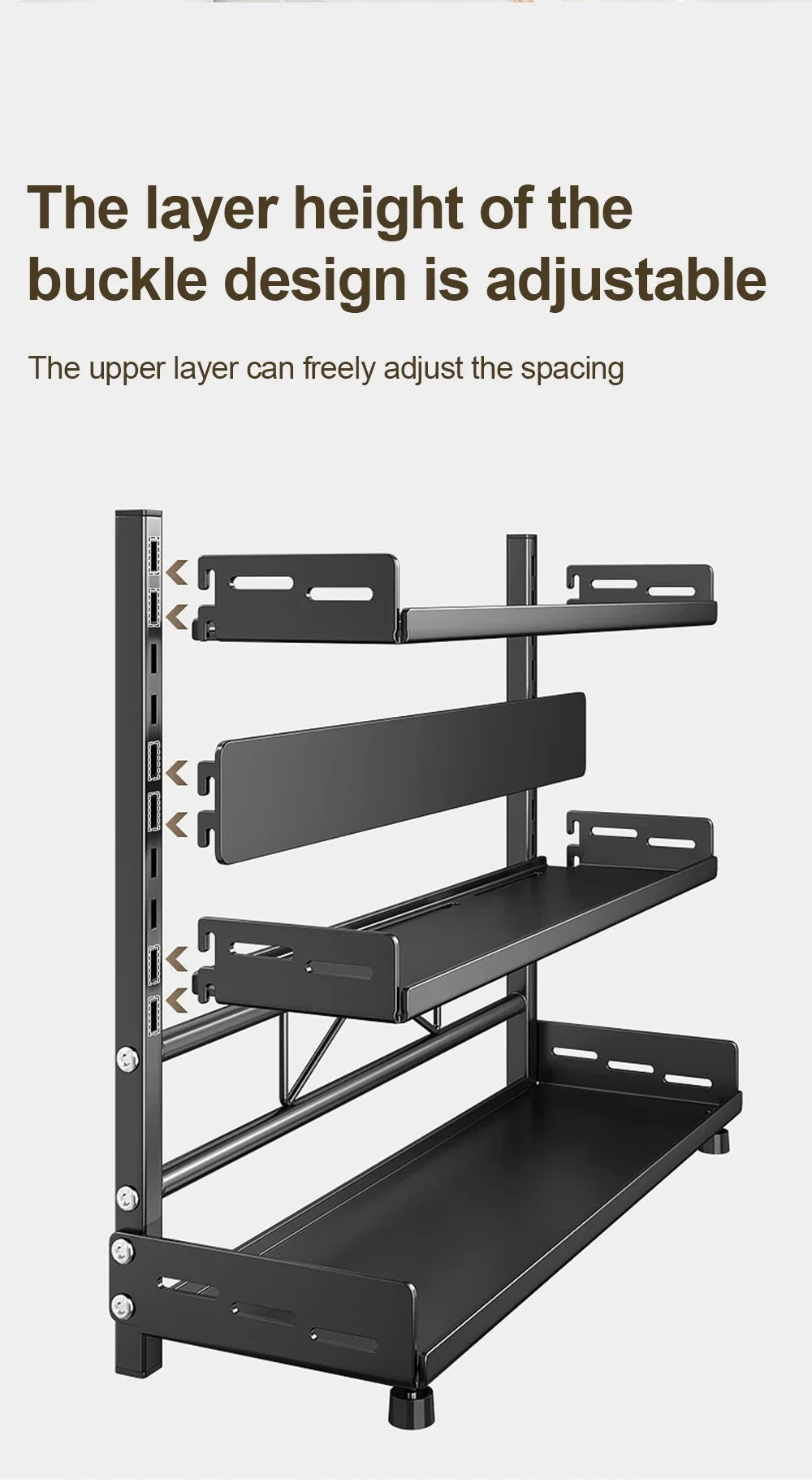 3-Tier Adjustable Countertop Spice Rack and Kitchen Organizer