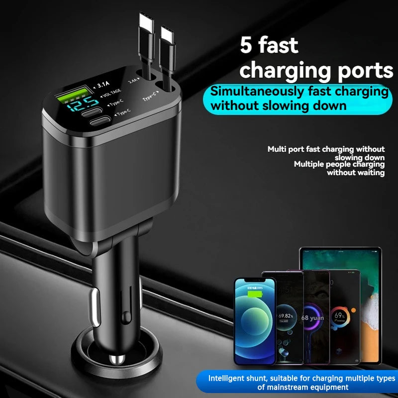 5-in-1 Retractable Car Charger