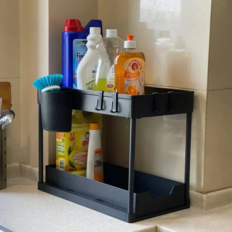 2-Tier Under-Sink Organizer with Hooks