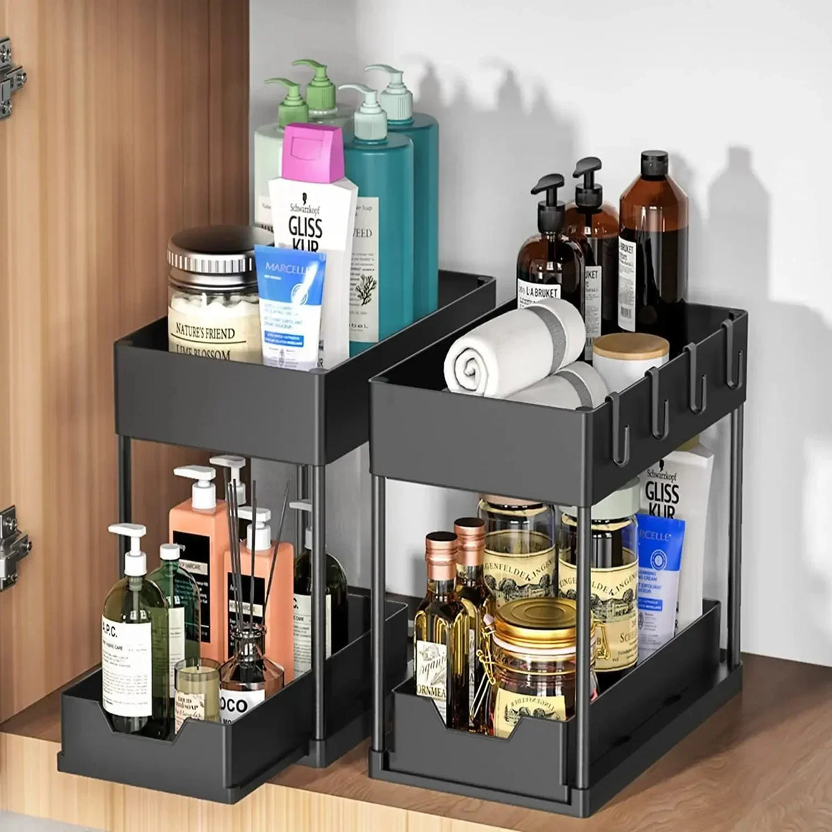 2-Tier Under-Sink Organizer with Hooks