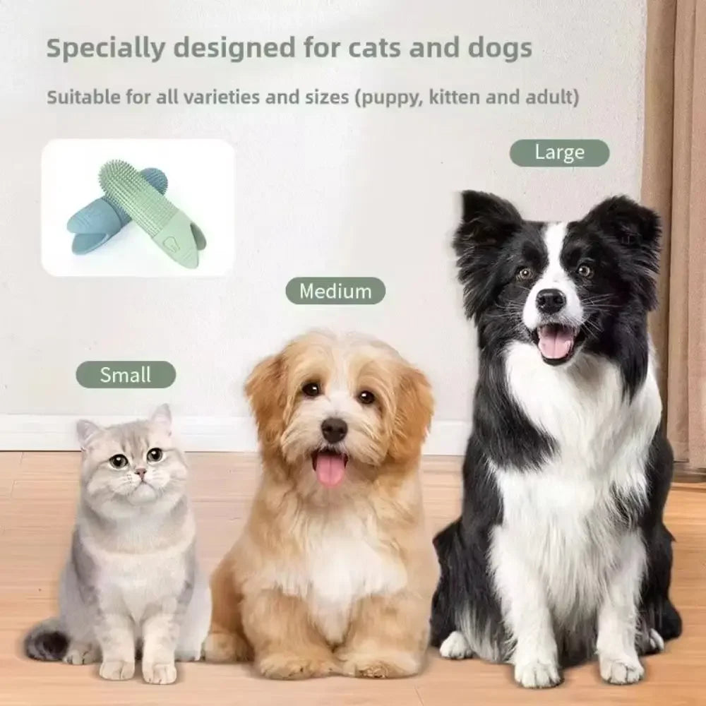 360° Soft Silicone Finger Toothbrush for Dogs & Cats