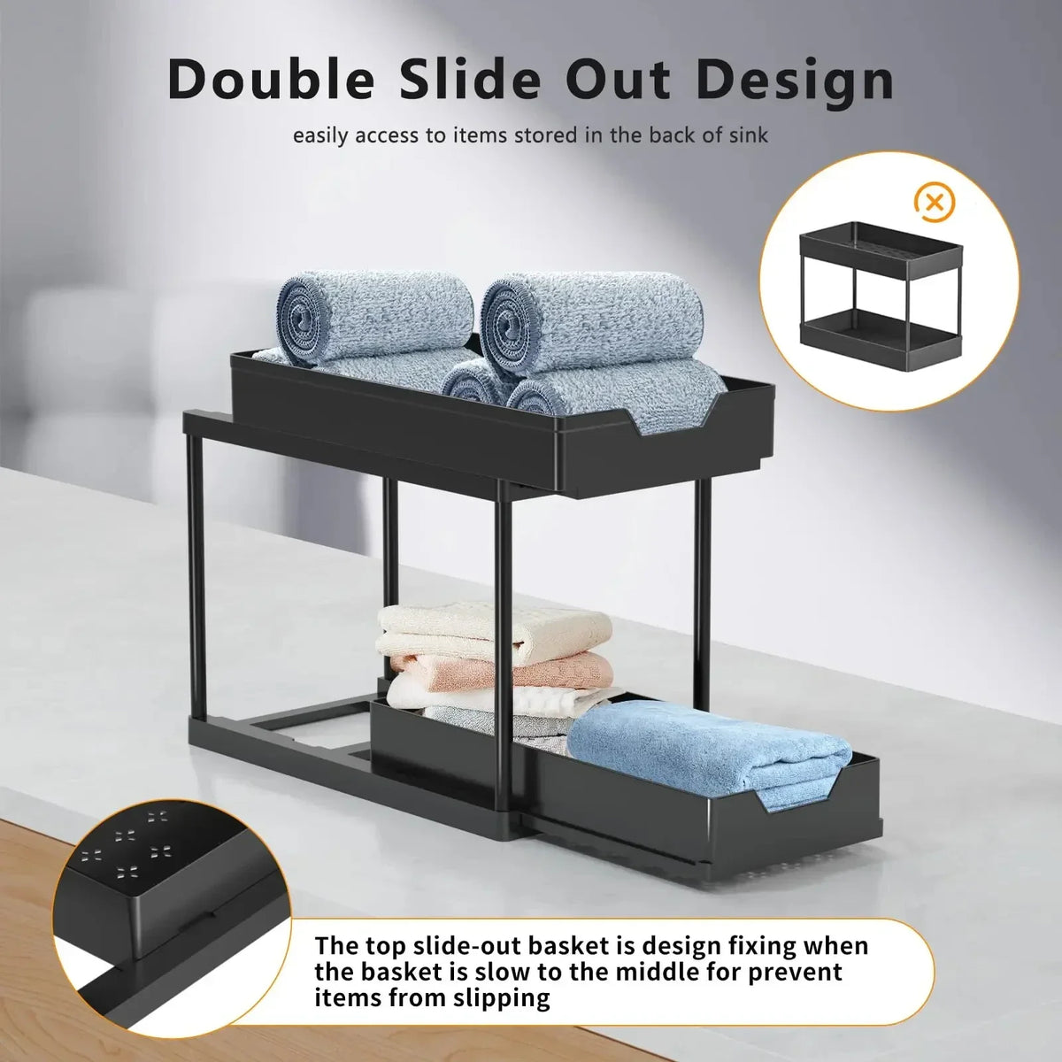 2-Tier Under-Sink Organizer with Hooks