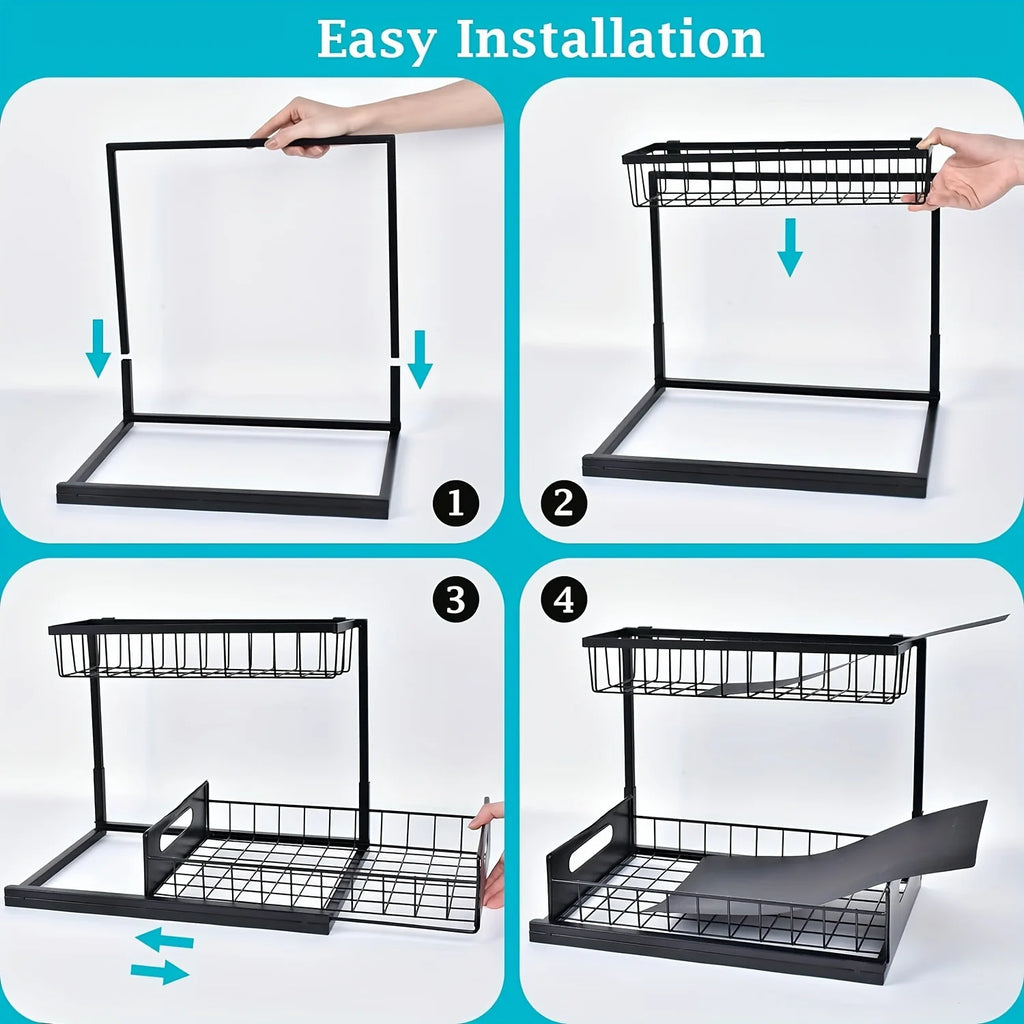 2-Tier Slide-Out Cabinet Shelf