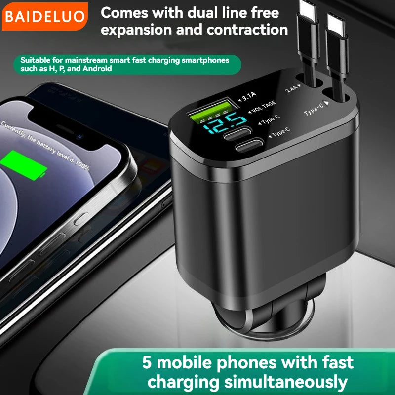 5-in-1 Retractable Car Charger
