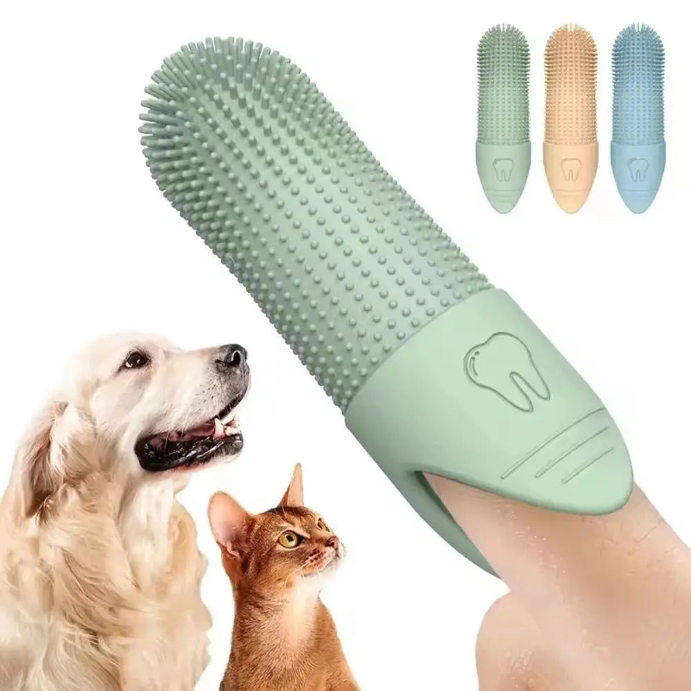 360° Soft Silicone Finger Toothbrush for Dogs & Cats