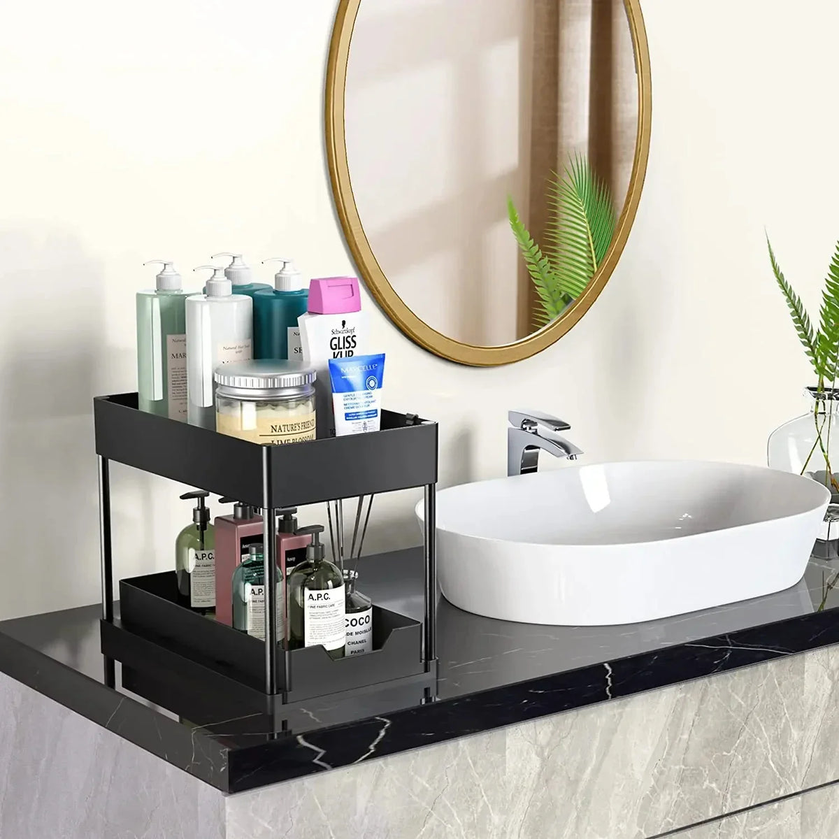 2-Tier Under-Sink Organizer with Hooks