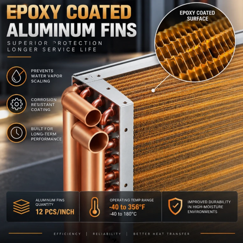 16" x 16" Water to Air Heat Exchanger 3-Row 3/8" Copper 193 Fins