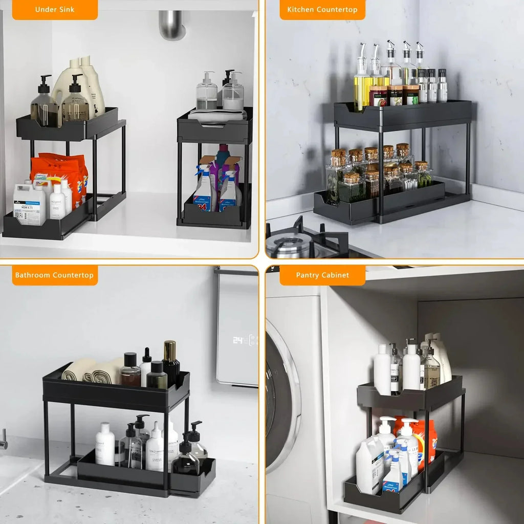 2-Tier Under-Sink Organizer with Hooks