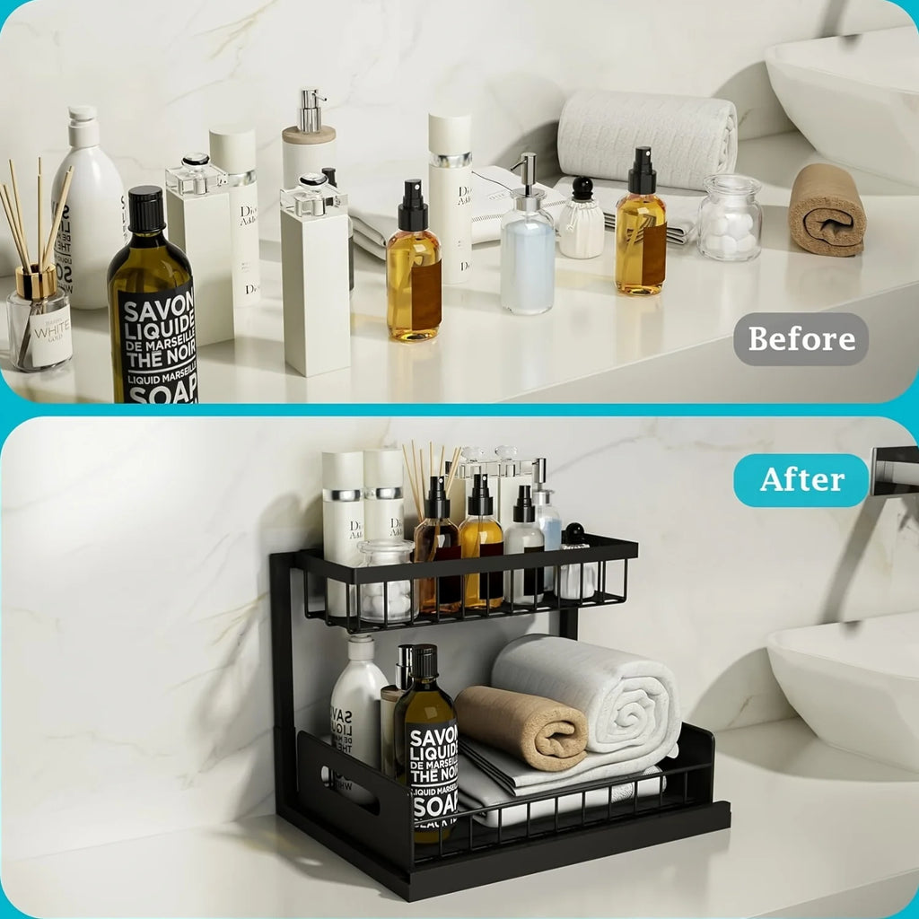 2-Tier Slide-Out Cabinet Shelf