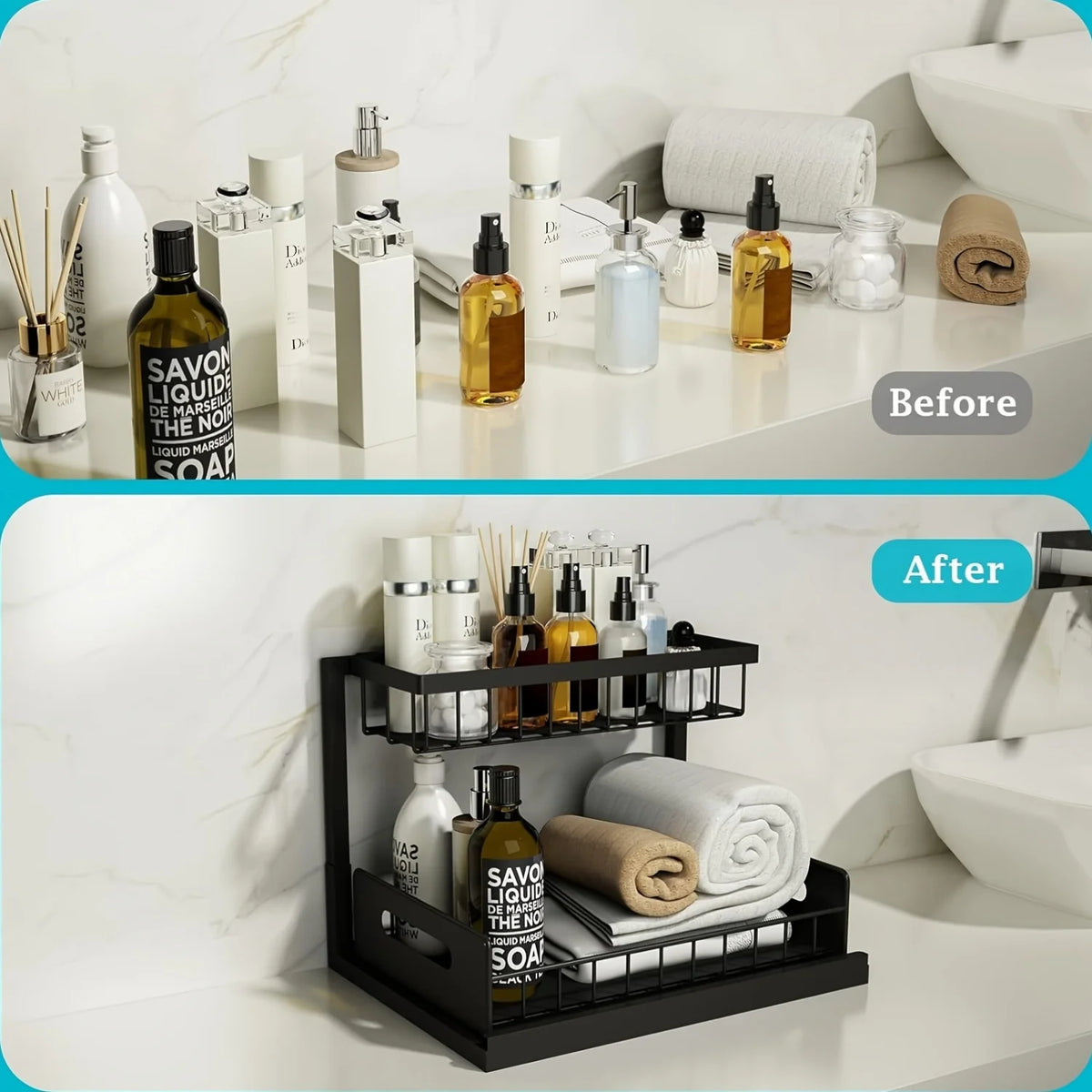 2-Tier Slide-Out Cabinet Shelf