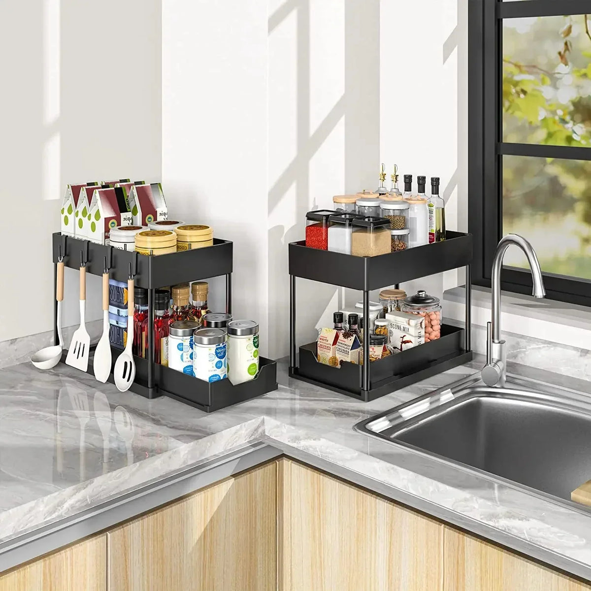 2-Tier Under-Sink Organizer with Hooks