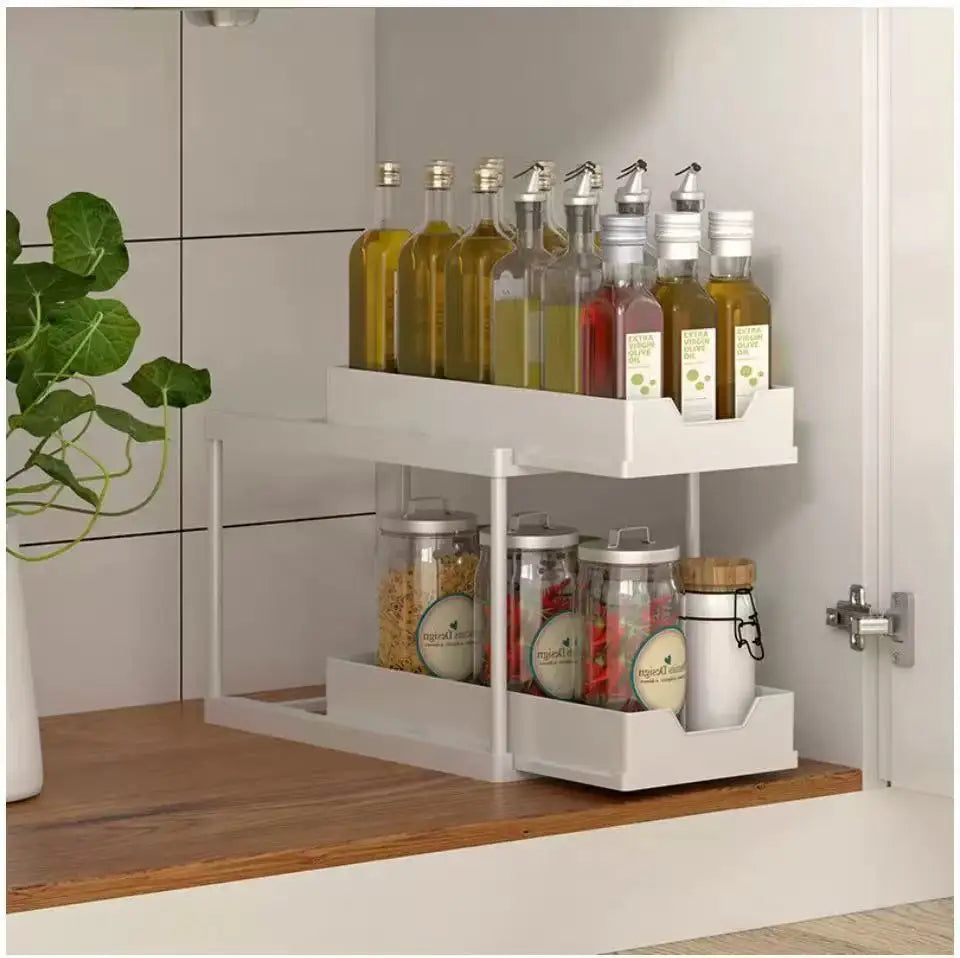2-Tier Sliding Cabinet Organizer