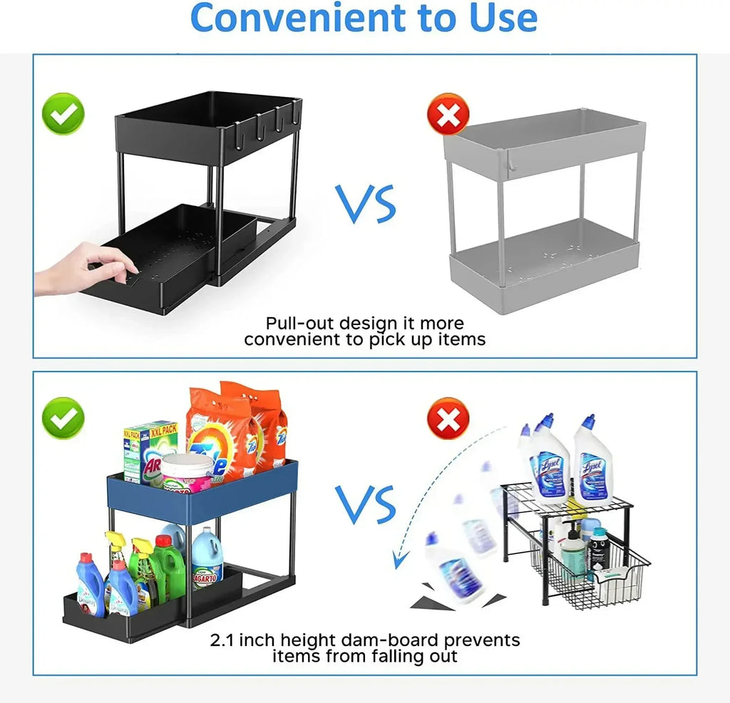 2-Tier Under-Sink Organizer with Hooks