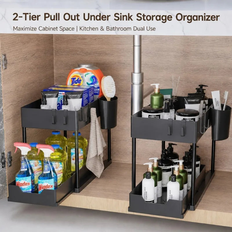 2-Tier Under-Sink Organizer with Hooks