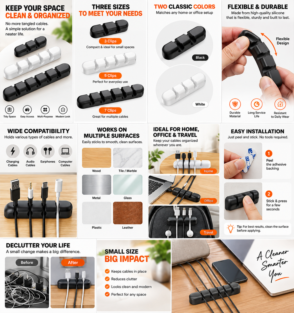 Flexible Cable Organizer Clips